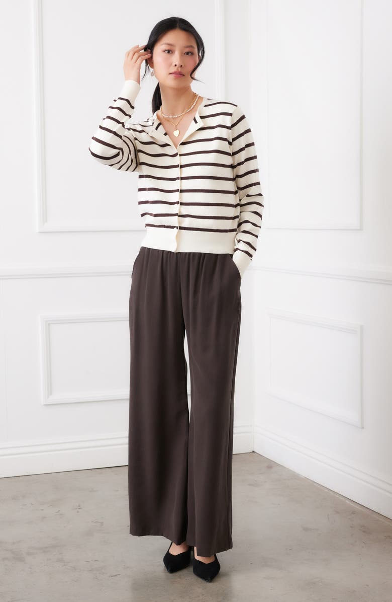 Karen Kane Stripe Cardigan, Alternate, color, Cream