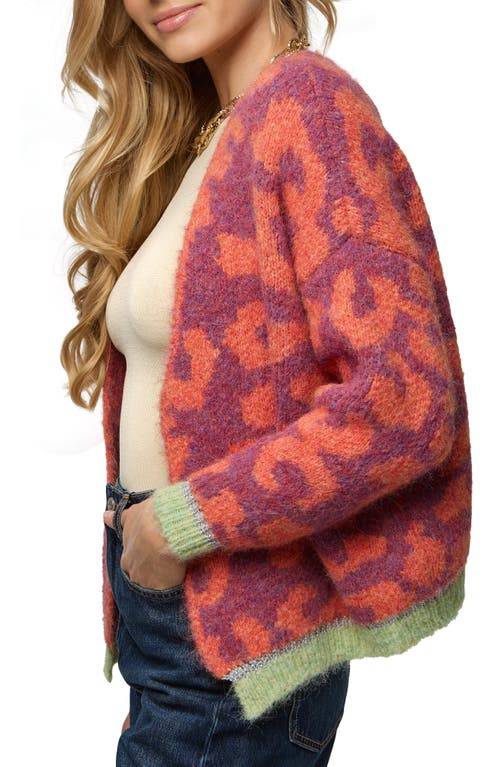 Saachi Fuzzy Knit Leopard Print Cardigan In Multi