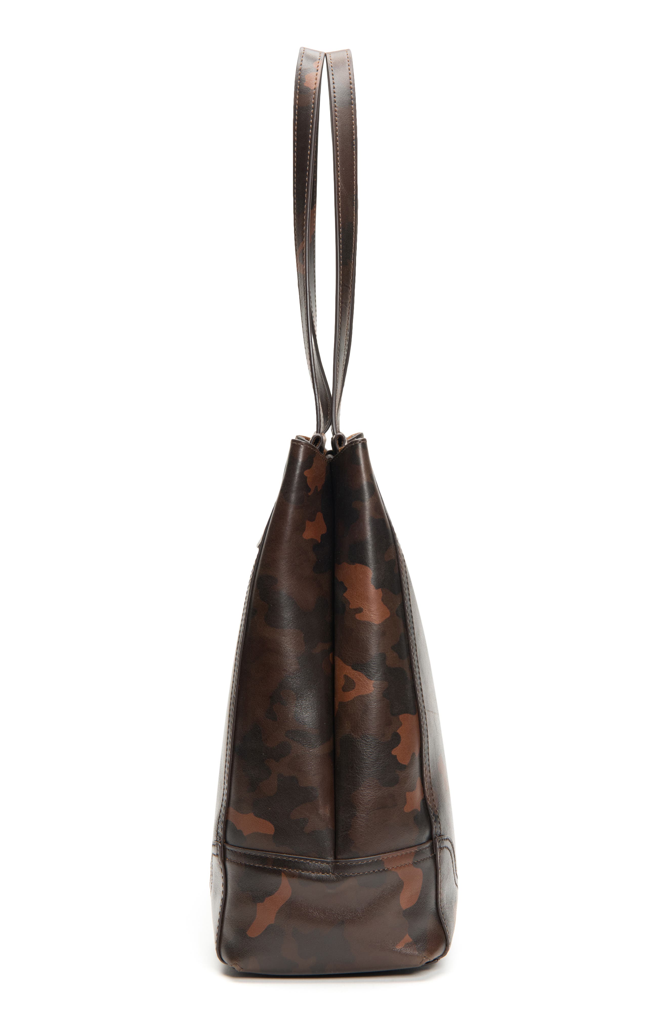 Charlie Simple Leather Tote, Alternate, color, BROWN CAMO