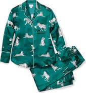 Petite Plume Panthre de Nuit Piped Mulberry Silk Pajamas