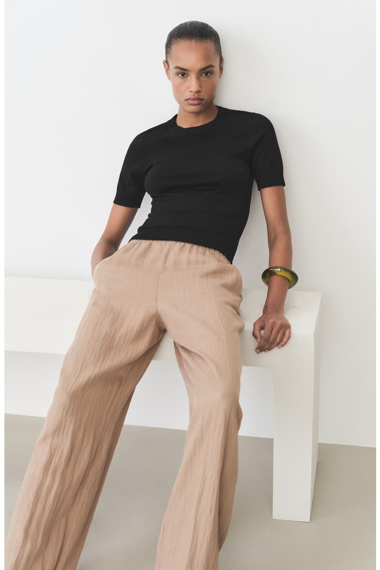 Short Sleeve Sweater, Alternate, color, BLACK