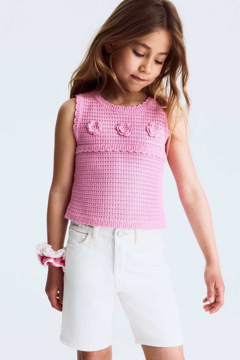Appliquéd Crochet-look Top, Alternate, color, Pink