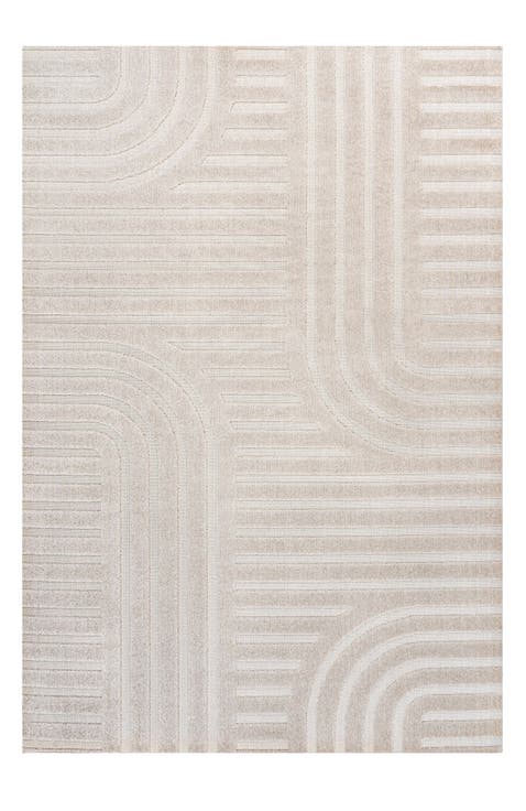 Anders MidCentury Modern Arch Stripe Two-Tone High-Low Area Rug