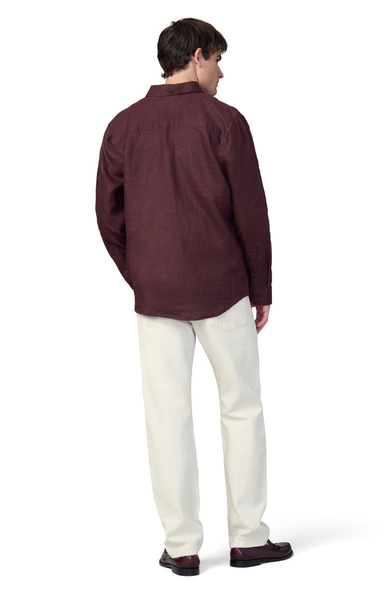 Joe's Jeans Jakob Linen Button-Up Shirt, Alternate, color, Marron
