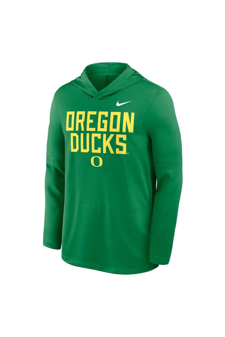 Men's Nike Green Oregon Ducks 2025 Sideline Performance Long Sleeve Hoodie T-Shirt, Alternate, color, Green