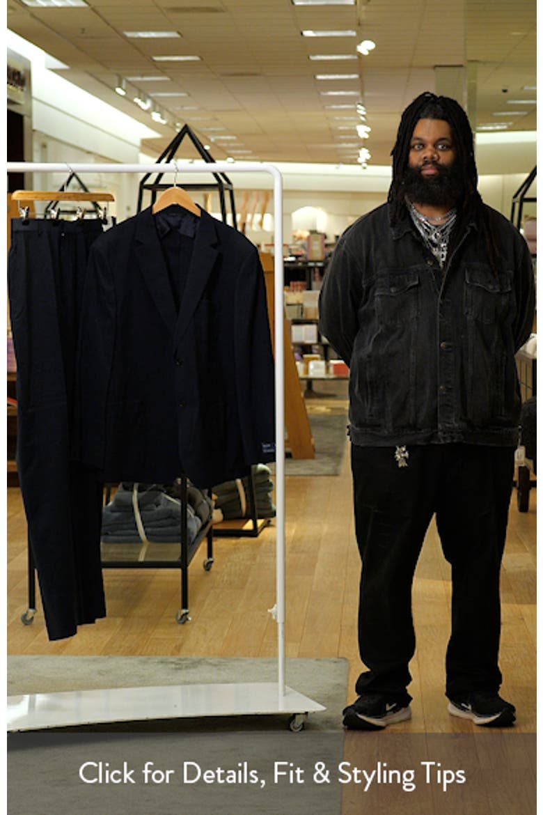 Henrik Trim Fit Navy Stretch Wool Seersucker Suit video