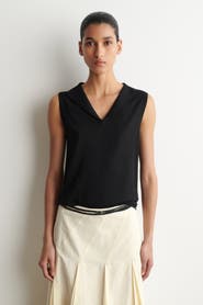 COS Sailor-collar Knitted Cotton-silk Top