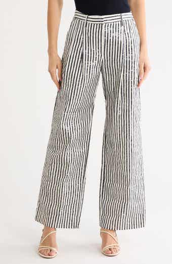Sulli Sequin Striped Wide Leg Trousers