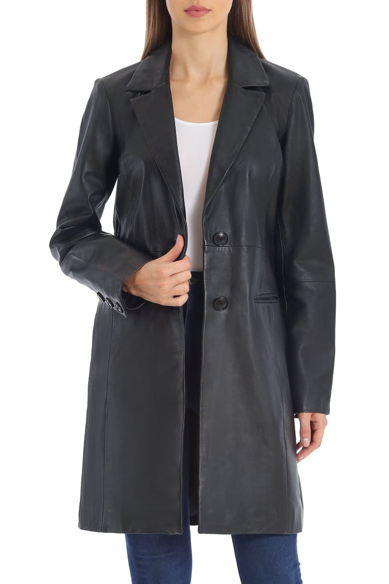 Single-Breasted Lamb Leather Jacket, Main, color, BLACK