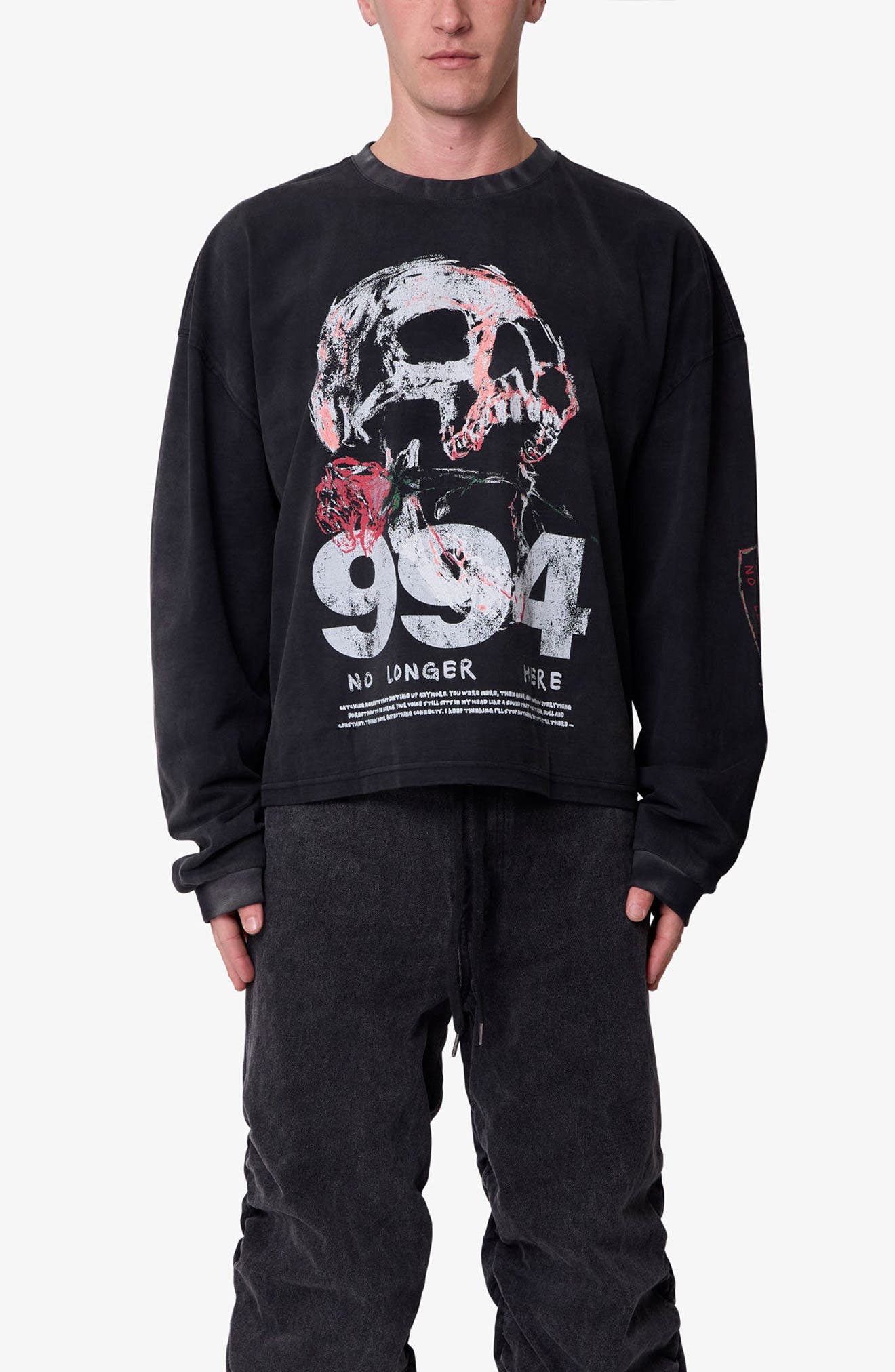 No Longer Here Oversize Long Sleeve Cotton Graphic T-Shirt