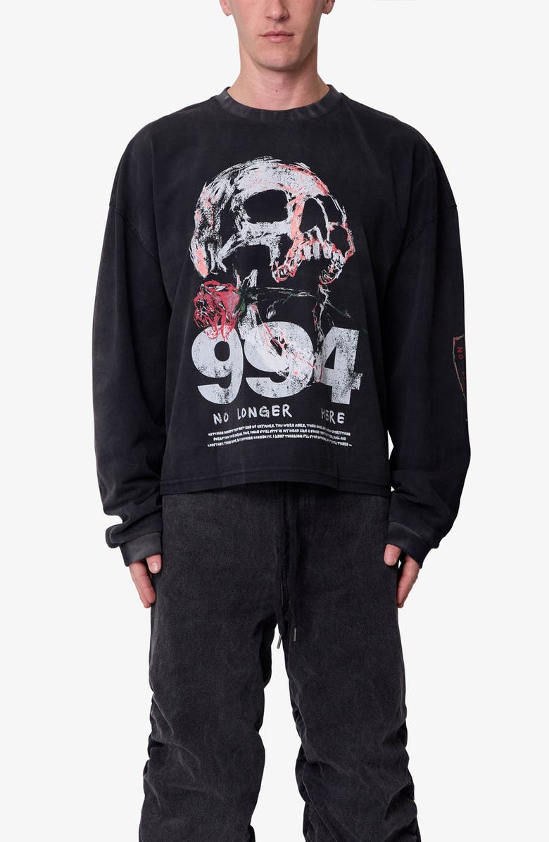 mnml No Longer Here Oversize Long Sleeve Cotton Graphic T-Shirt, Main, color, 