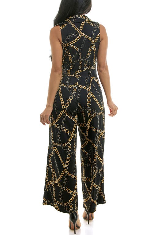 Nina Leonard Sleeveless Faux Wrap Jumpsuit In Black