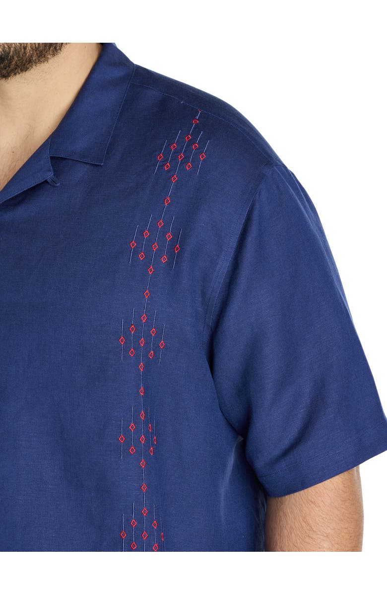 Oak Hill by DXL Big & Tall Embroidered Sport Shirt, Alternate, color, Navy