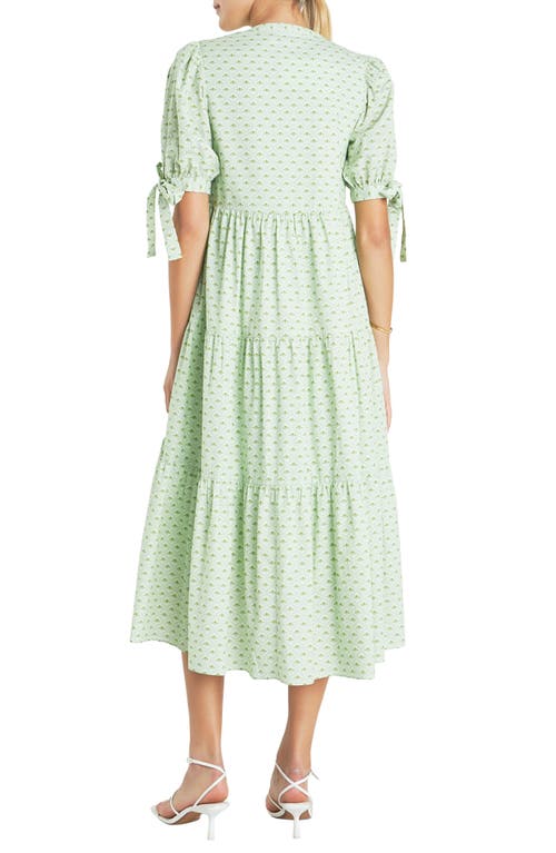 ENGLISH FACTORY ENGLISH FACTORY GEO PRINT TIERED COTTON MIDI DRESS 