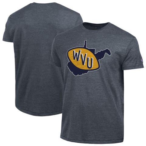 Men's Champion Navy West Virginia Mountaineers Vintage Triumph Tri-Blend T-Shirt
