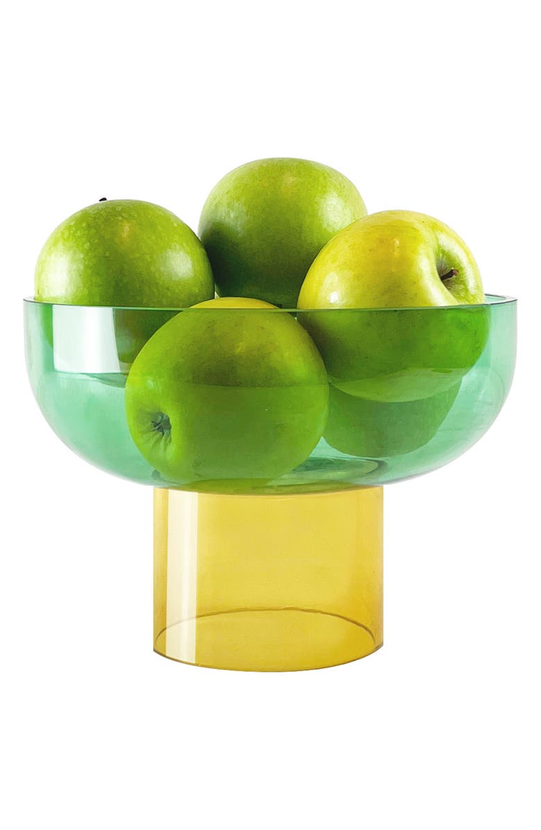 CLOUDNOLA Tip Top Glass Bowl, Alternate, color, Yellow/ Green