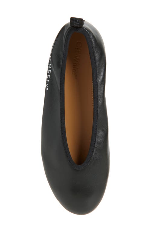 Off-white Round Toe Leather Ballerina Shoes In Black