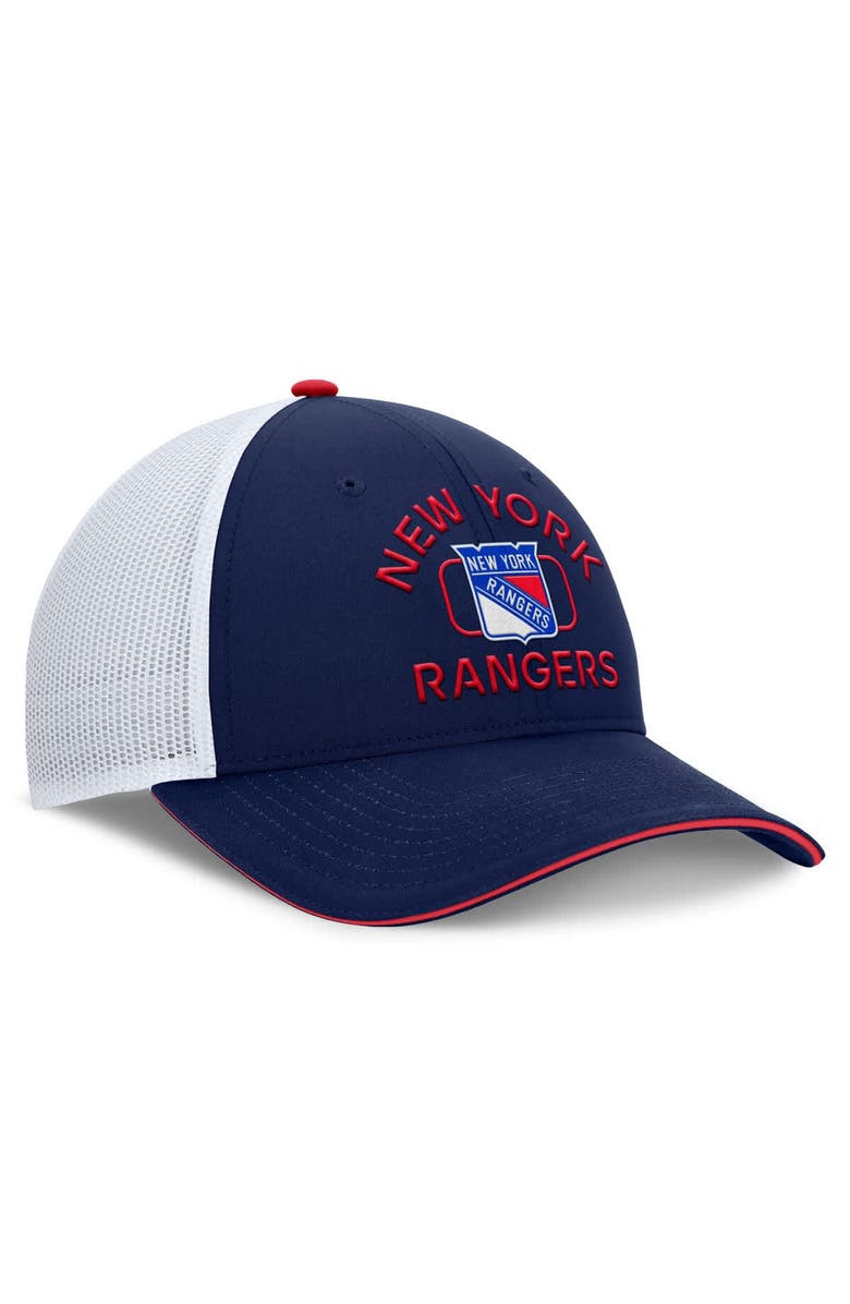 FANATICS Men's Fanatics Navy/White New York Rangers Authentic Pro Rink Trucker Hat, Alternate, color,