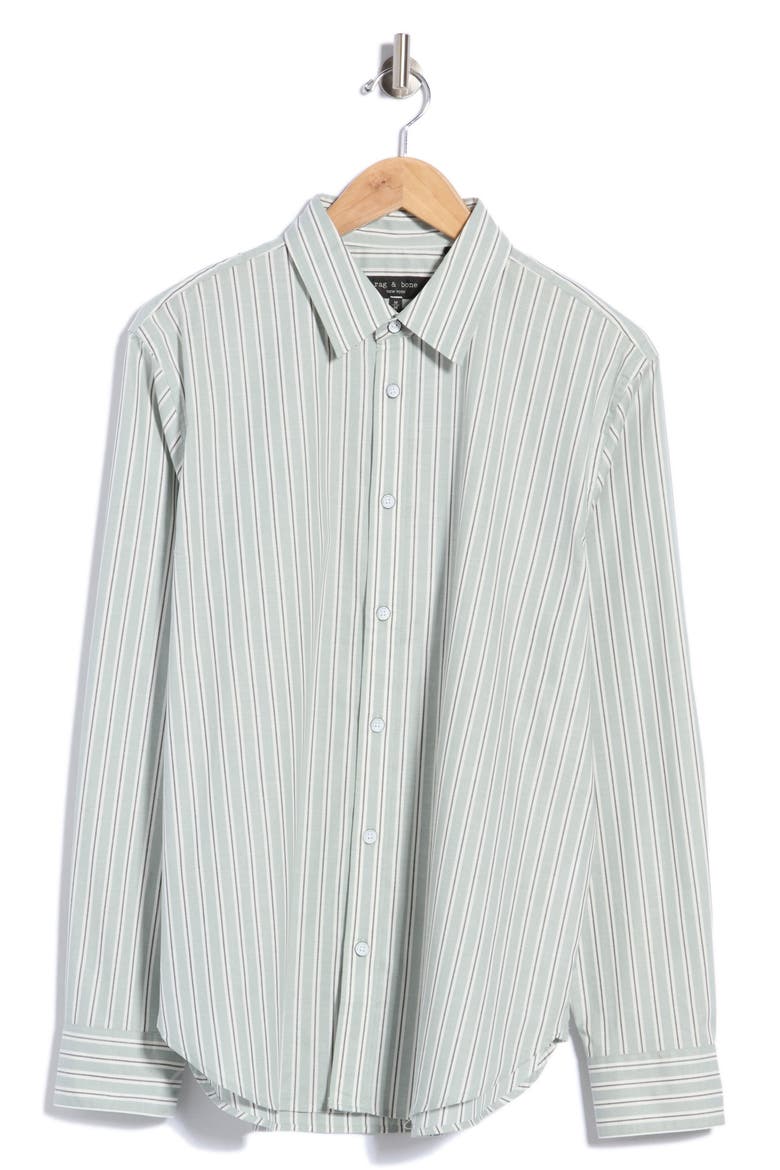 Griffin Striped Stretch Button-Up Shirt, Alternate, color, GREY GREEN