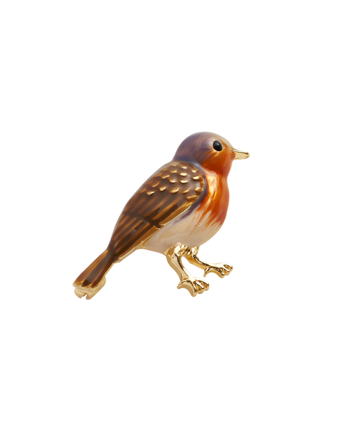 Fable England Enamel Robin Brooch