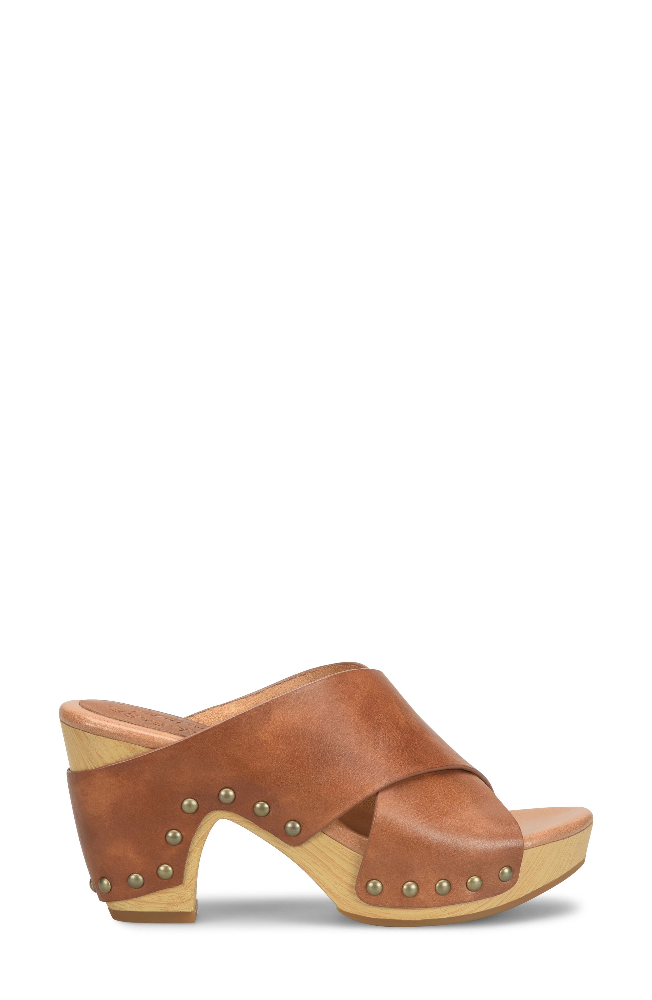 Gracie Platform Mule Sandal, Alternate, color, DARK TAN FULLGRAIN