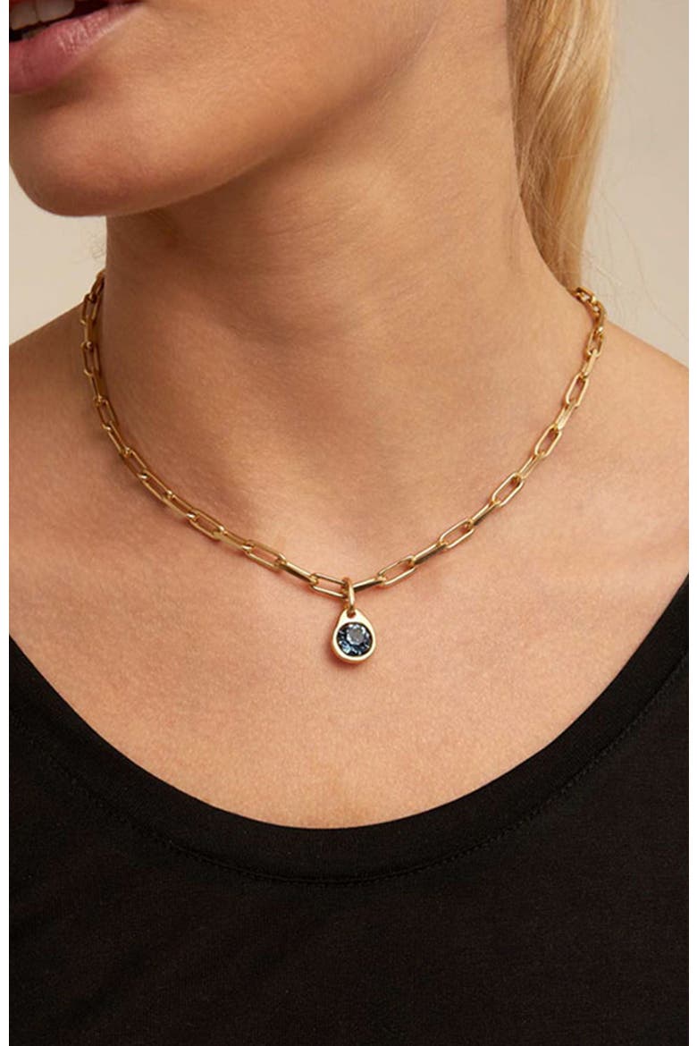 18K Gold-Plated Circular Charm with Crystal, Alternate, color, Gold