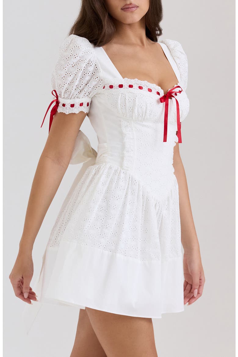 Jana Underwire Broderie Anglaise Minidress, Alternate, color, WHITE