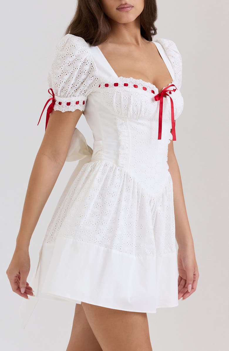 HOUSE OF CB Jana Underwire Broderie Anglaise Minidress, Alternate, color, White