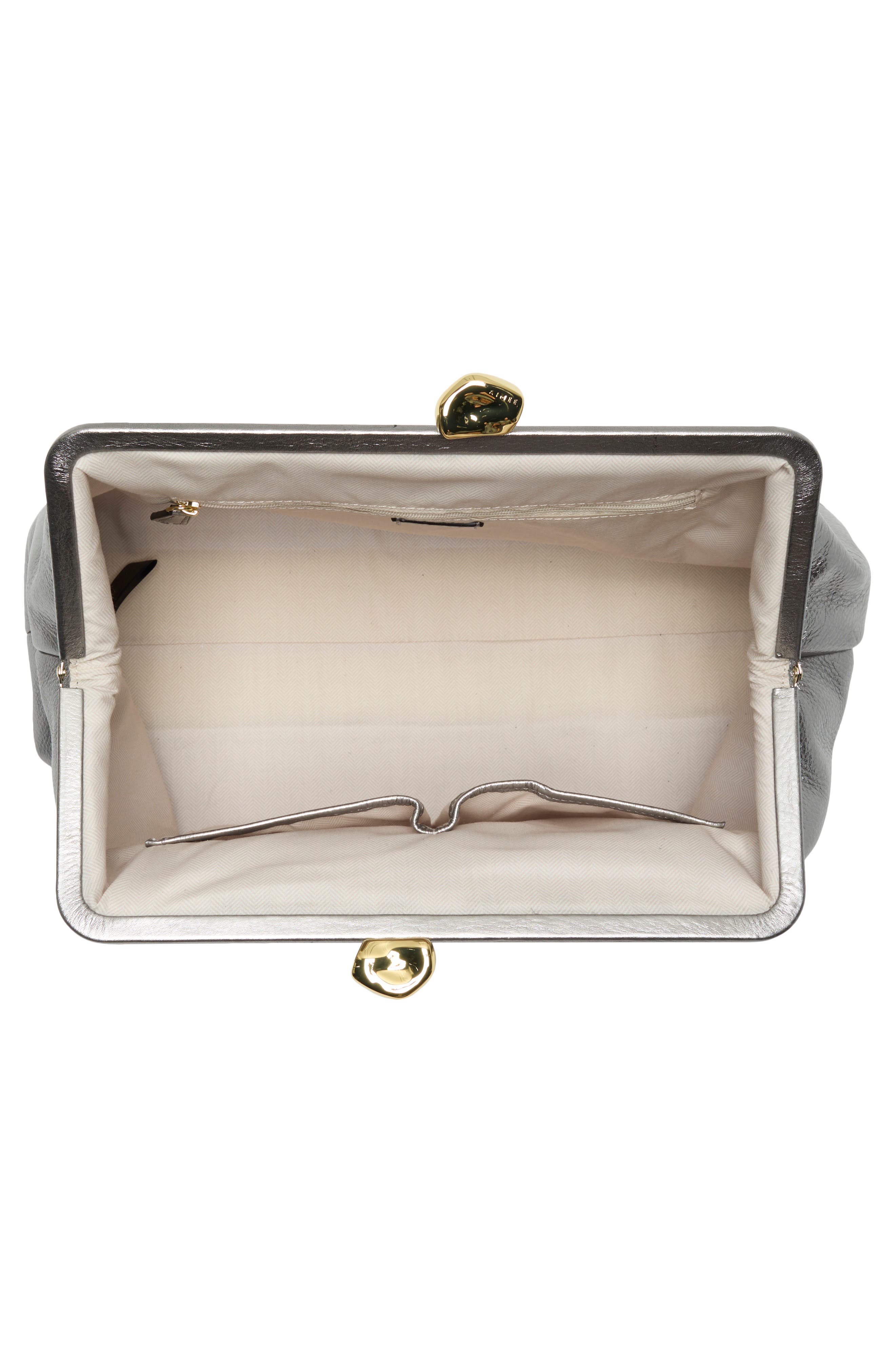 Frame XL Leather Clutch, Alternate, color, PEWTER