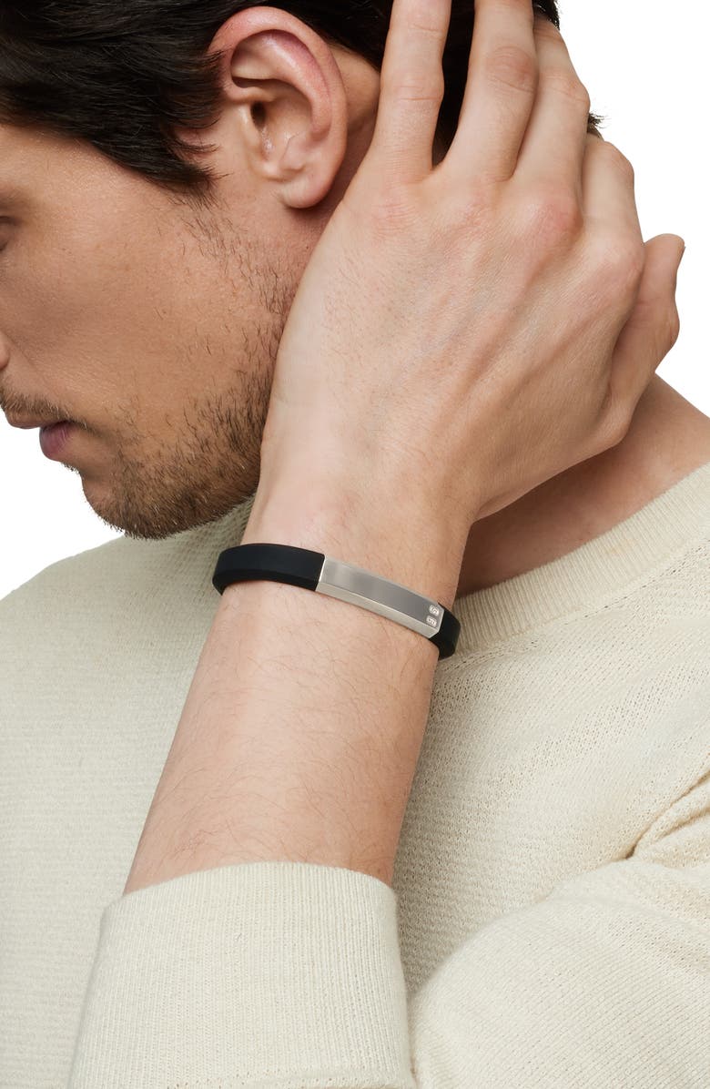 David Yurman Streamline<sup>®</sup> ID Black Rubber Bracelet with Sterling Silver, Alternate, color, Sterling Silver