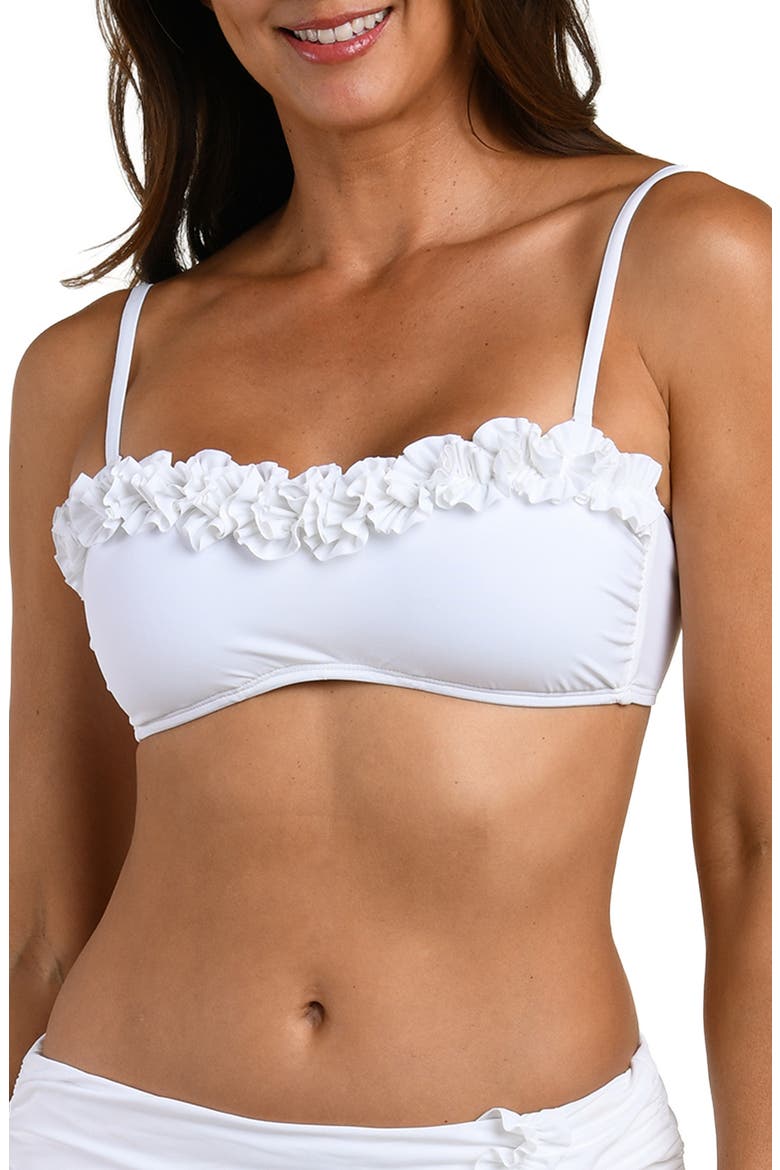Island Ruffle Bandeau Bikini Top, Main, color, WHITE