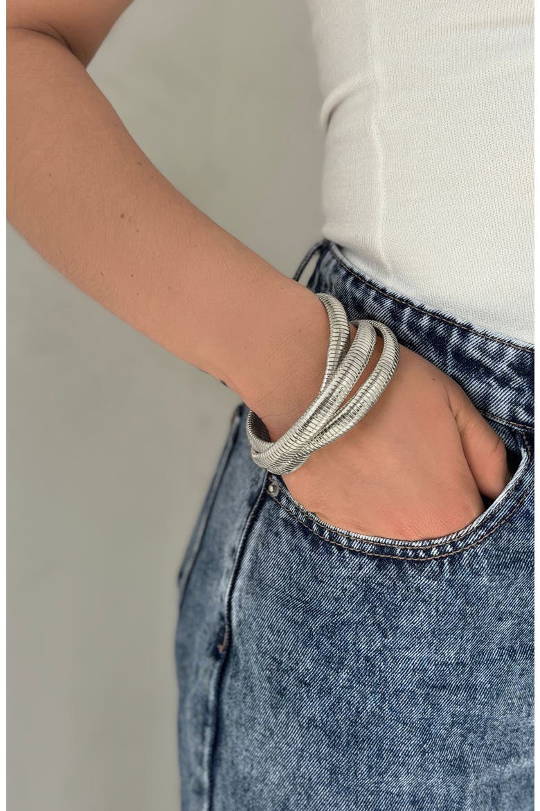 Omega Chain Triplet Bracelet, Alternate, color, SILVER