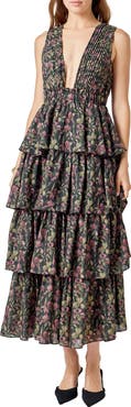 Endless Rose Tiered Floral Sleeveless Maxi Dress