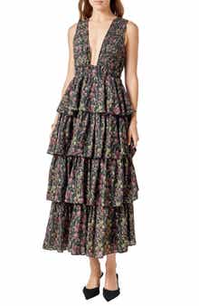 Tiered Floral Sleeveless Maxi Dress