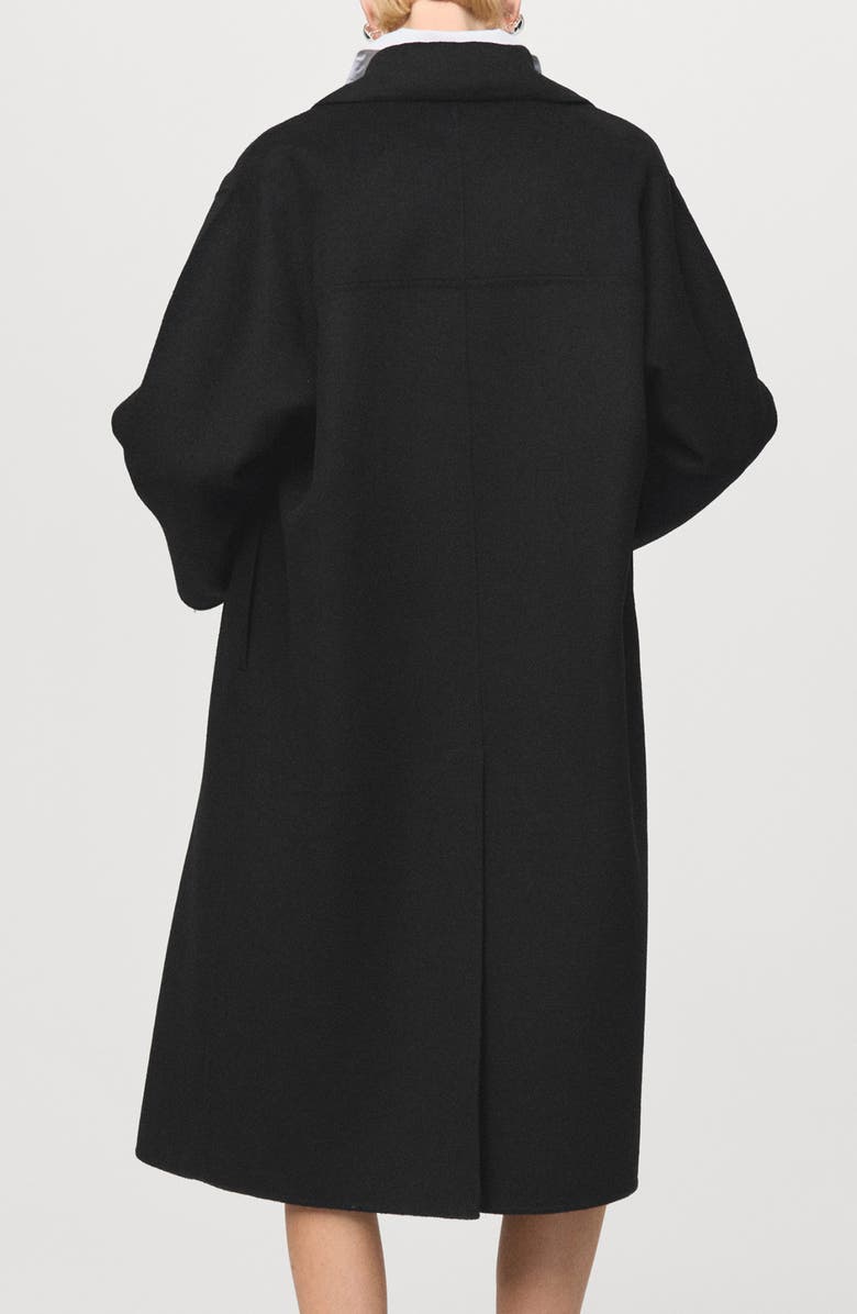 MANGO Picarol Double Breasted Wool Blend Coat, Alternate, color, Black