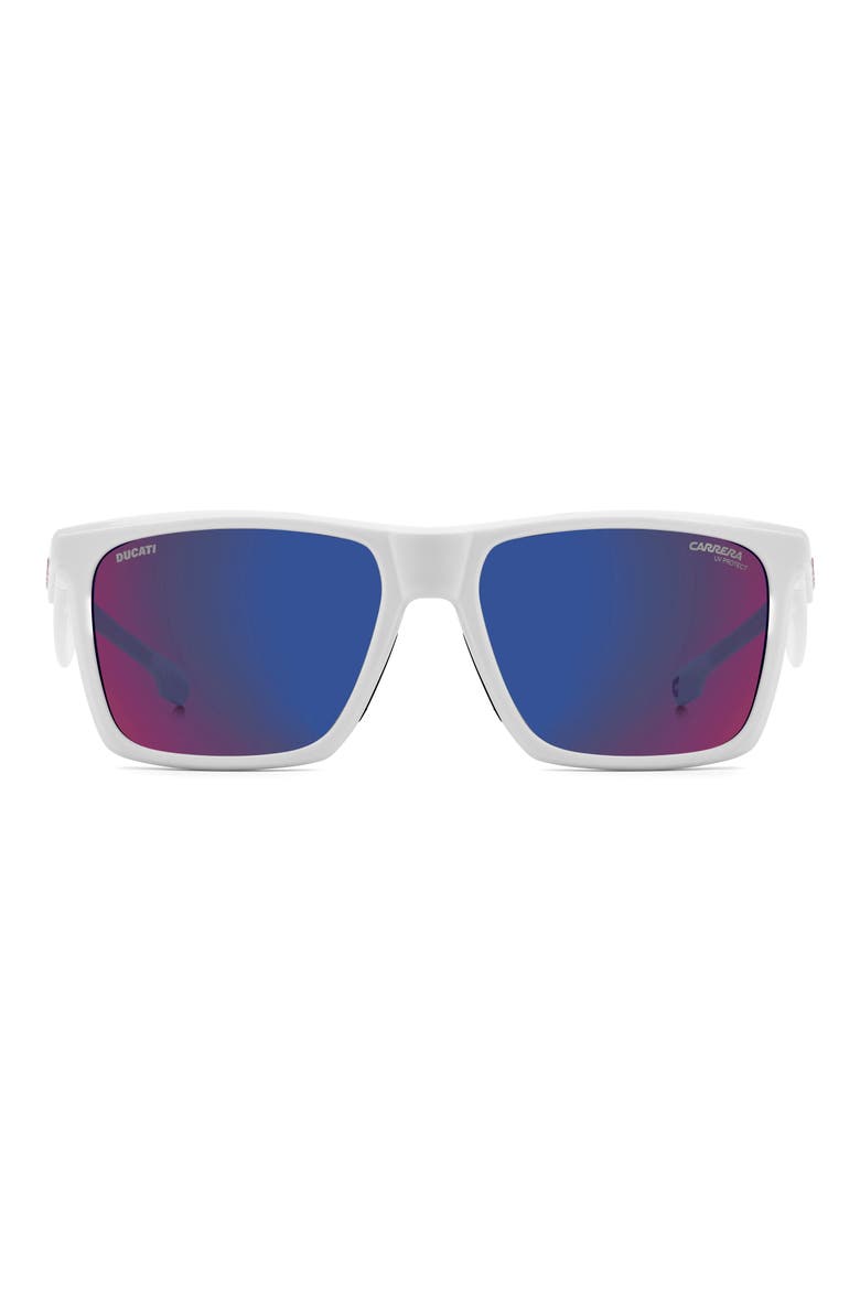 Carduc 57mm Rectangular Sunglasses, Main, color, WHITE/ BLUE ML