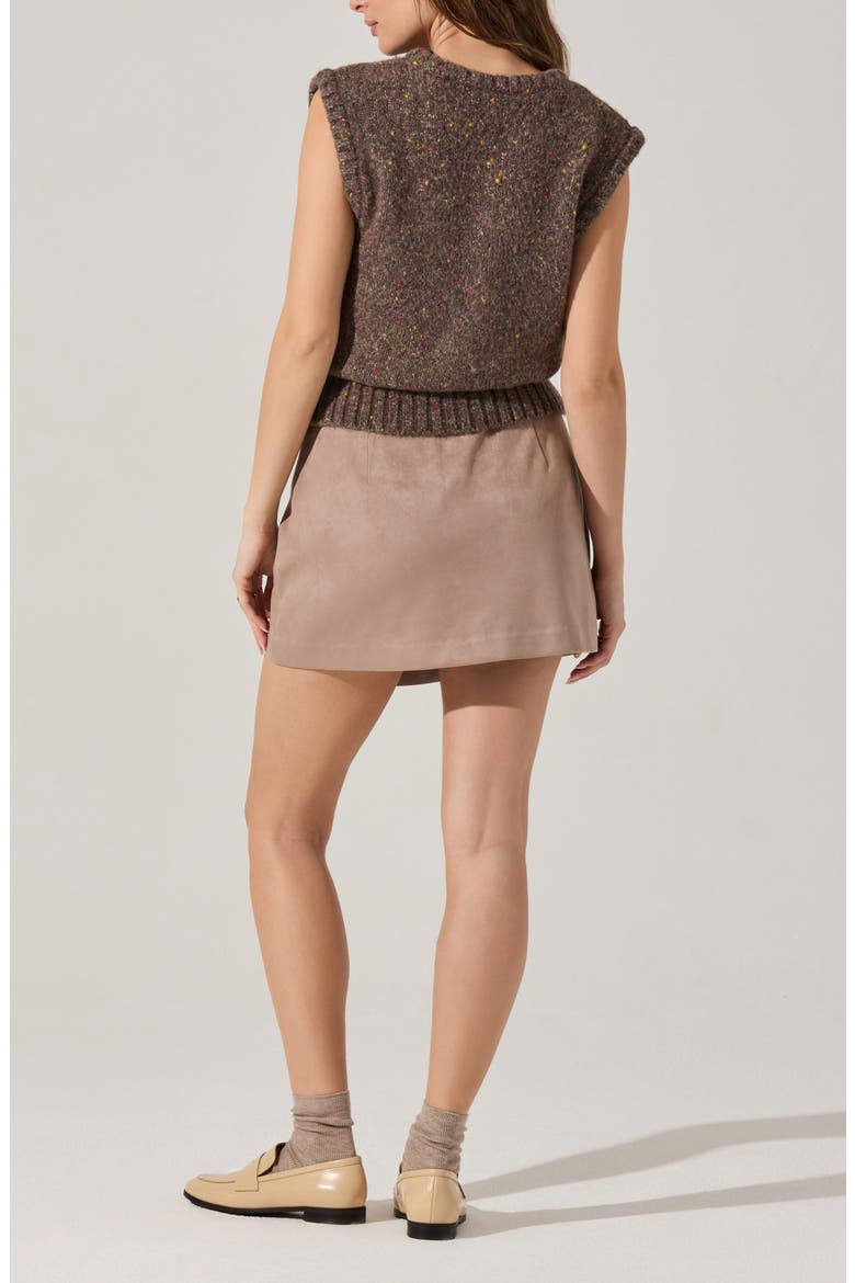 Theodora Faux Suede Miniskirt, Alternate, color, TAUPE