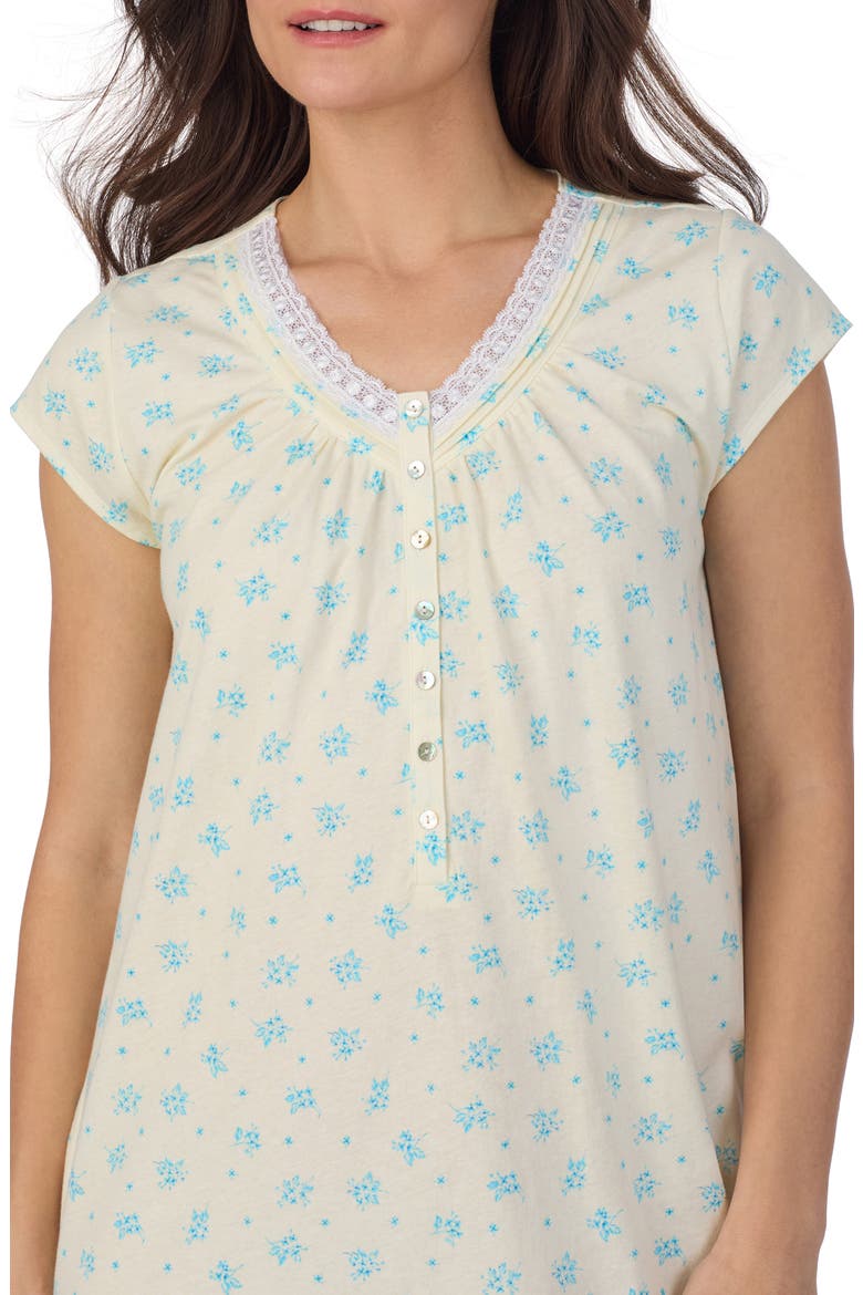 Floral Print Cap Sleeve Cotton Jersey Nightshirt, Alternate, color, YELLOW PRINT