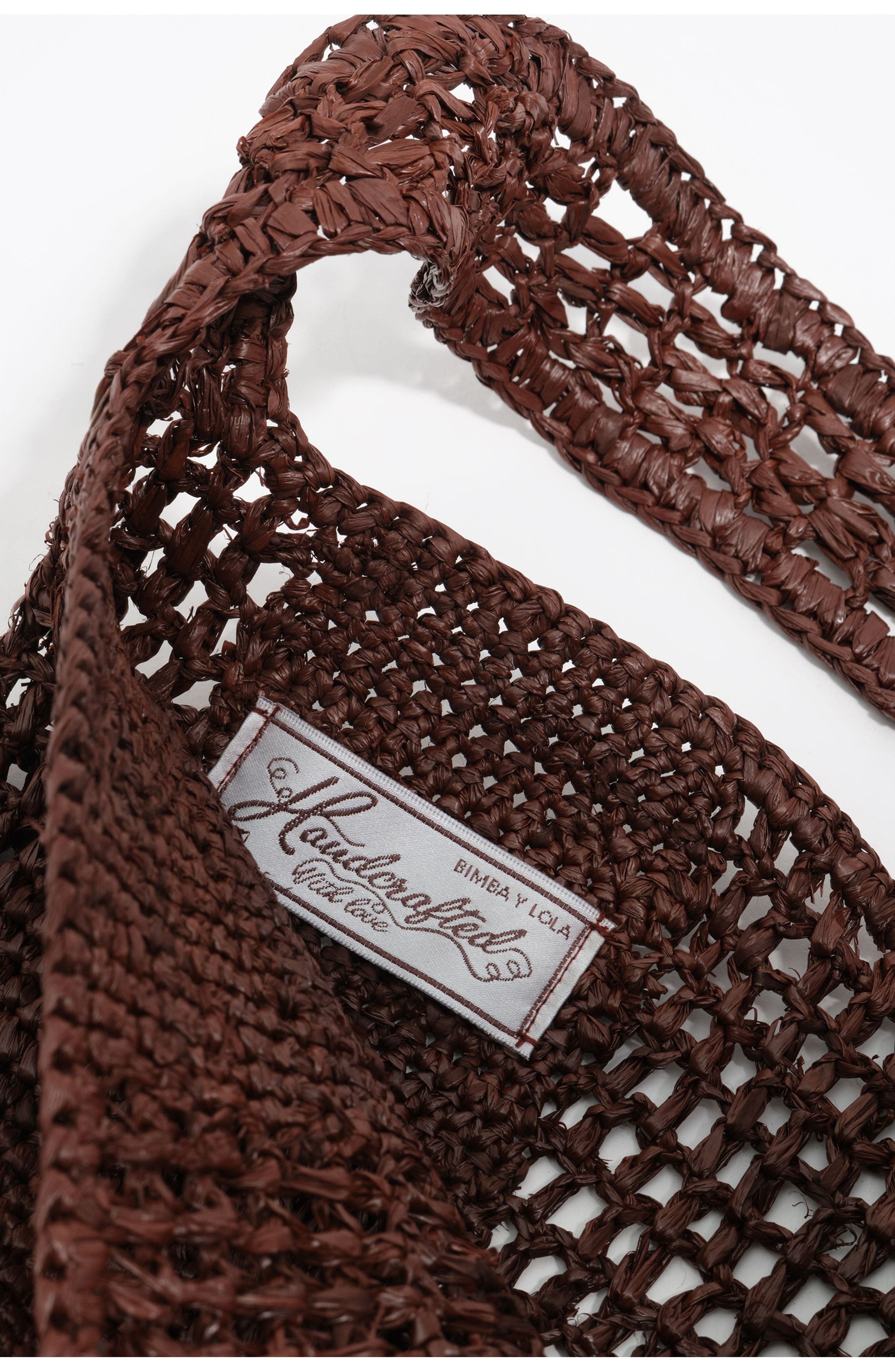 Bimba y Lola Raffia Woven Shoulder Bag, Alternate, color, Nut