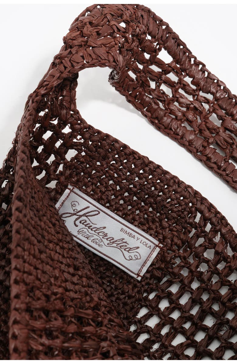 Bimba y Lola Raffia Woven Shoulder Bag, Alternate, color, Nut