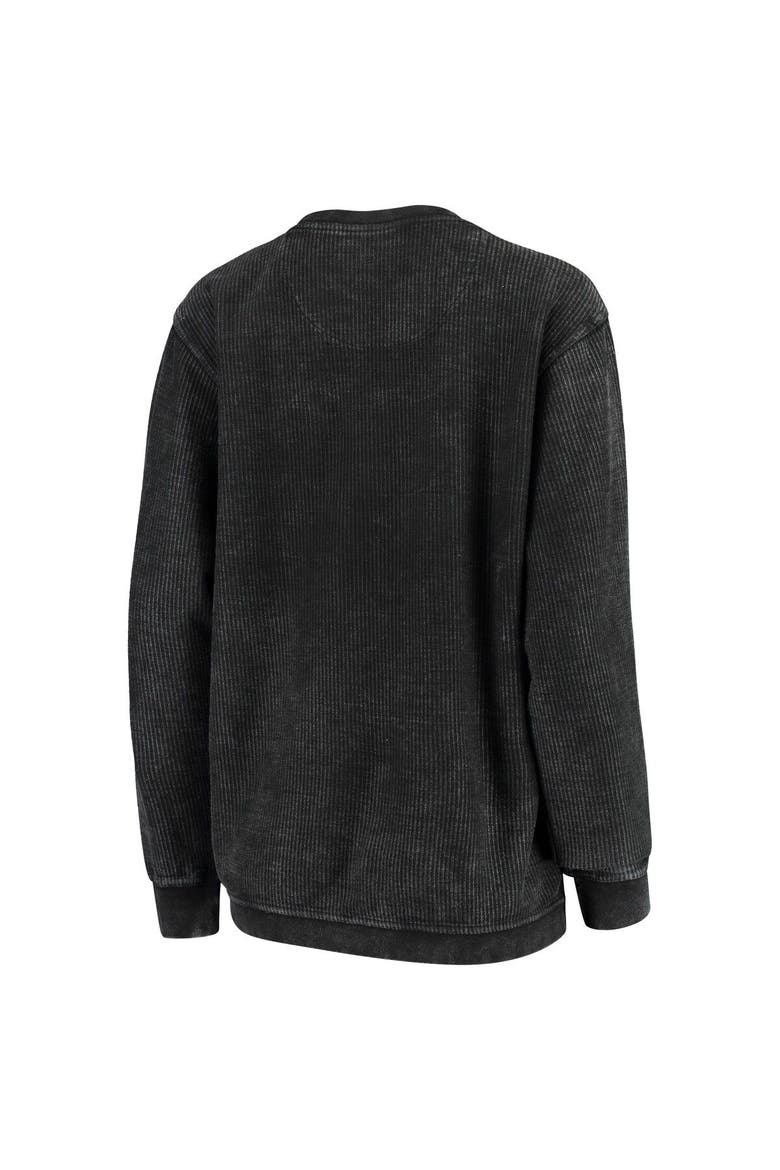 Women's Pressbox Black Georgia Bulldogs Comfy Cord Vintage Wash Basic Arch Pullover Sweatshirt, Alternate, color, Black