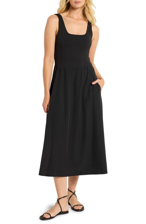 Nz Active By Nic+zoe Tech Stretch Mixed Media Dress In Black Onyx