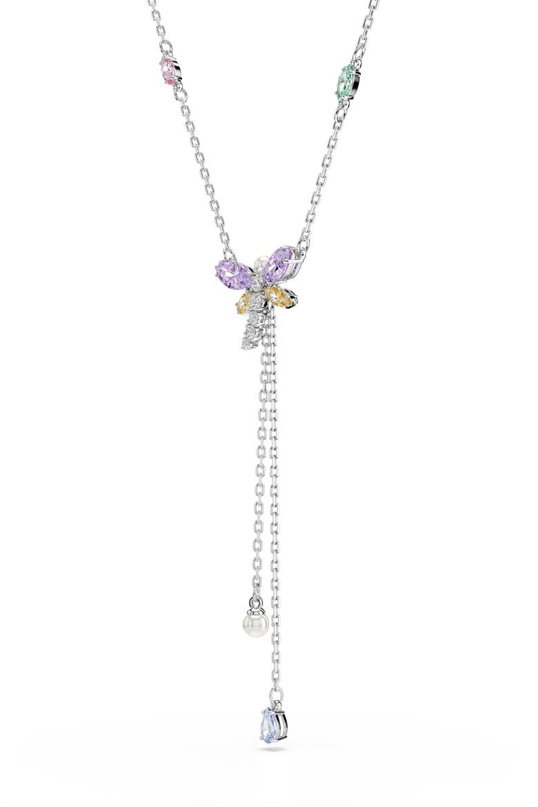 x Ariana Grande Multicolor Crystal Y-Necklace, Alternate, color, SILVER/ MULTI