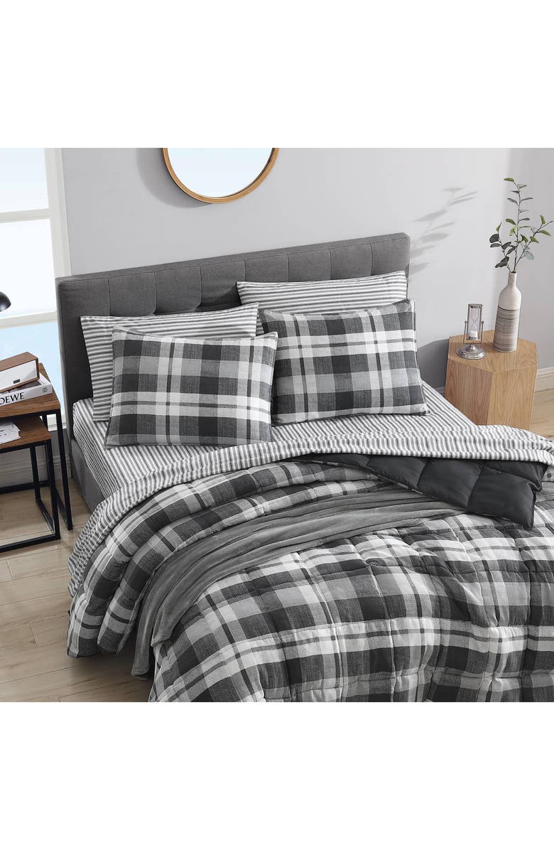 Nautica Crossview Plaid Comforter Set, Alternate, color, Dark Grey