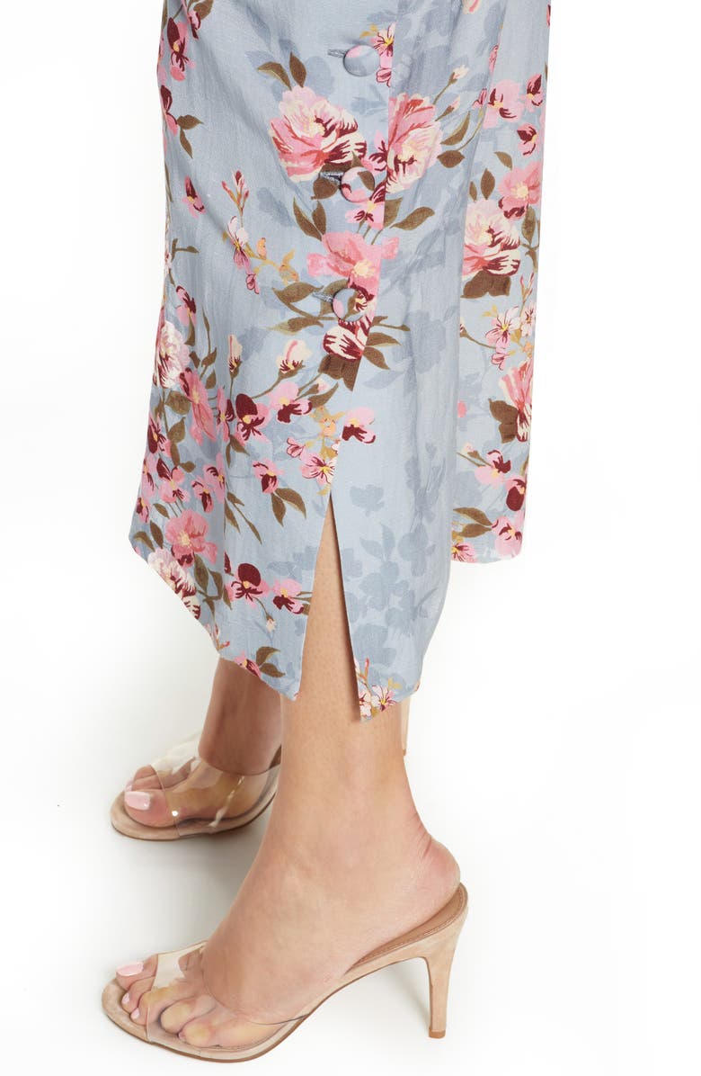 Ever New Floral Split Wide Leg Linen Blend Jumpsuit, Alternate, color, 