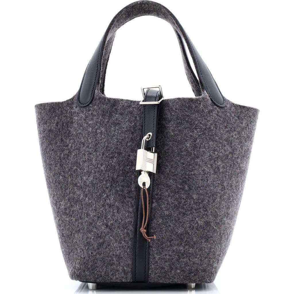 Pre-owned Hermes Hermes Picotin Lock Bag Felt With Leather Pm In Gray