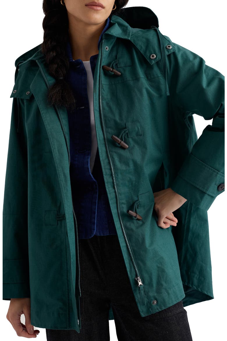 Sea Drift Waterproof Hooded Linen & Cotton Rain Coat, Main, color, DARK WRECKAGE