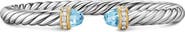 David Yurman Cable Flex Bracelet in Sterling Silver with 14K Gold, Prasiolite & Diamonds, 6mm