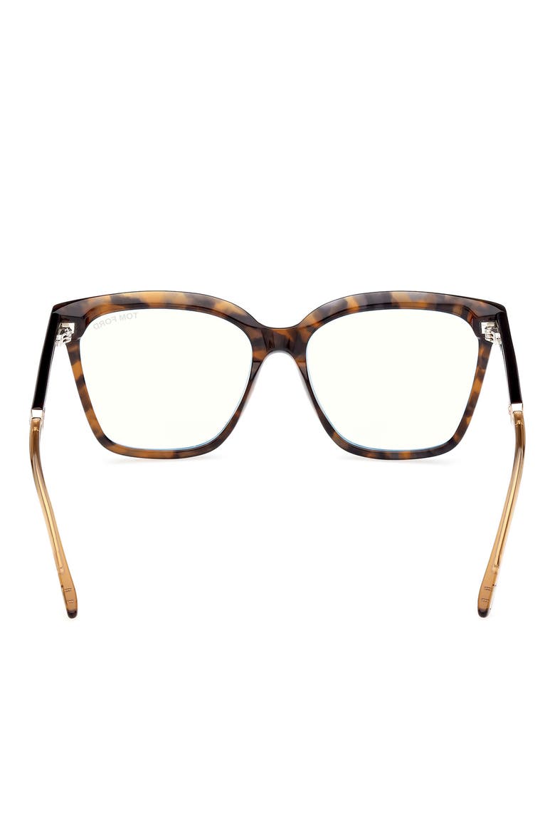 56mm Square Blue Light Blocking Optical Glasses, Alternate, color, HAVANA ROSE GOLD / T LOGO