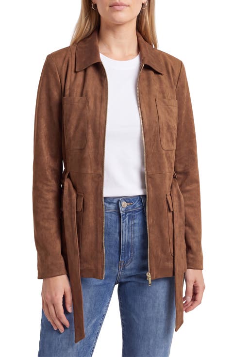 Faux Suede Utility Jacket